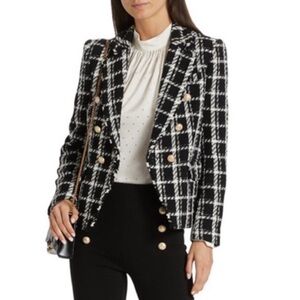 Generation Love Black and White Plaid Blazer